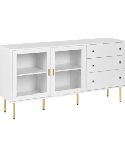Glas vitrine skænk MILORA 160 cm Hvid