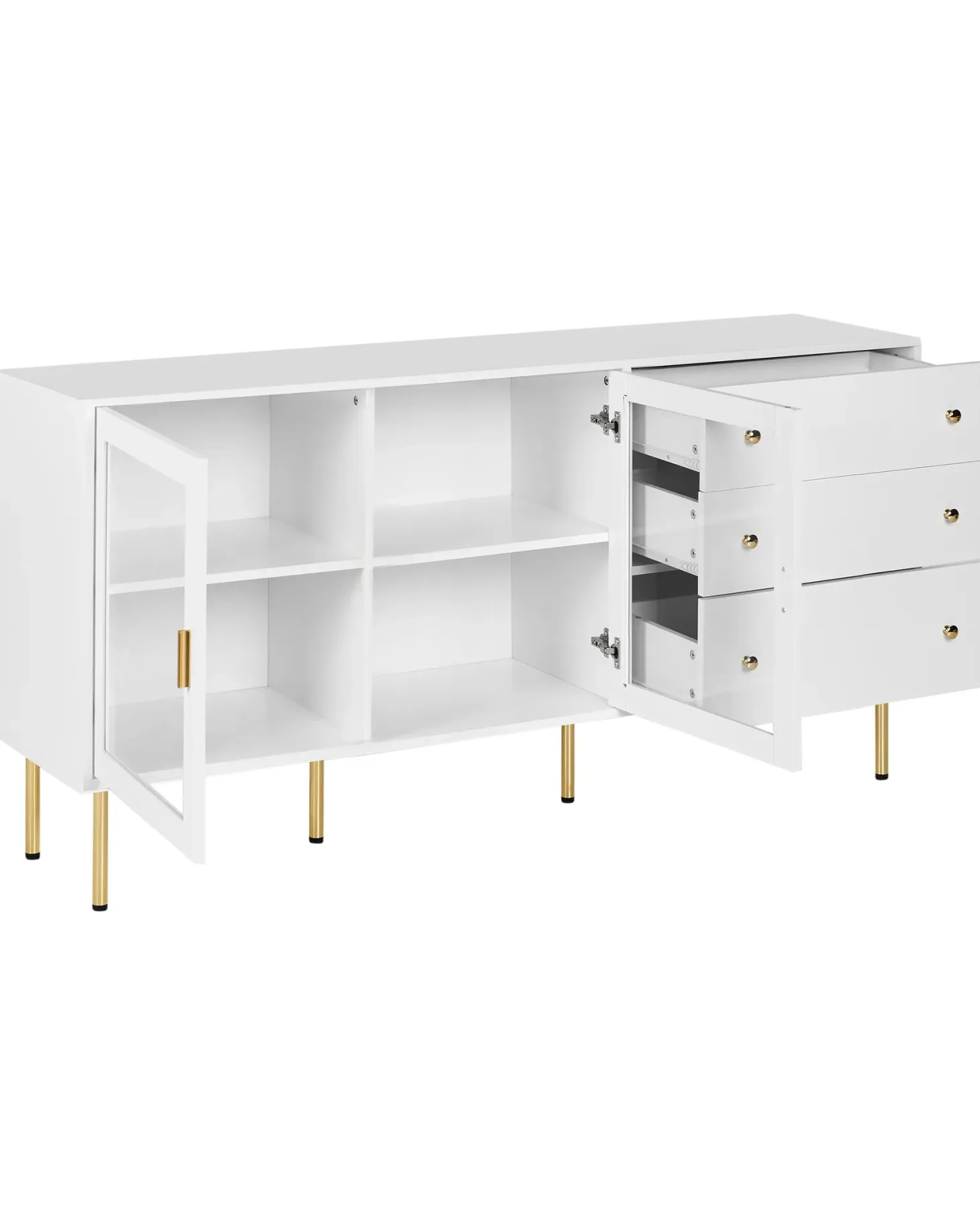 Glas vitrine skænk MILORA 160 cm Hvid