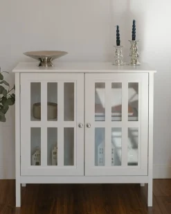 Glas vitrine skænk MIRAM 80 cm Hvid