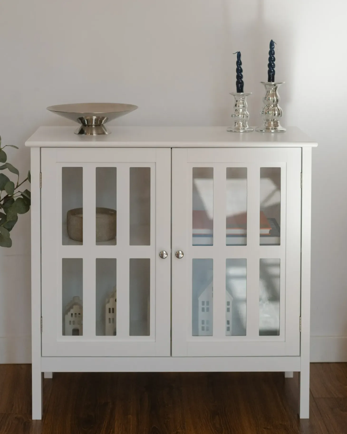 Glas vitrine skænk MIRAM 80 cm Hvid
