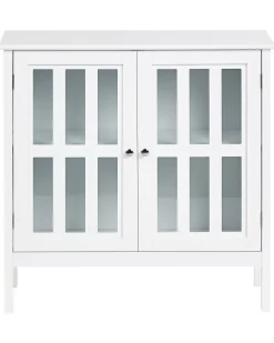 Glas vitrine skænk MIRAM 80 cm Hvid