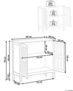 Glas vitrine skænk MIRAM 80 cm Hvid
