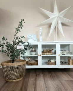 Glas vitrine skænk NEWPORT Metal 115 cm Hvid