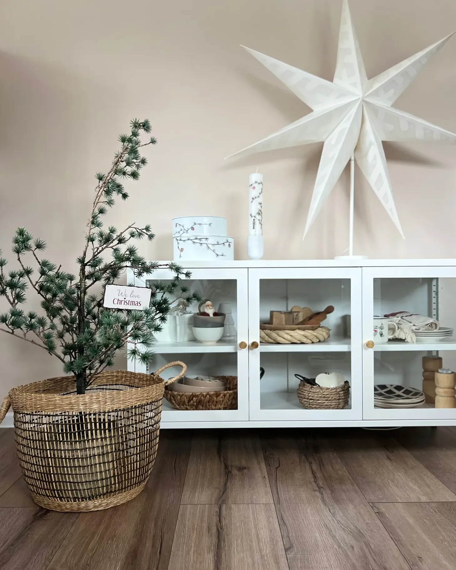Glas vitrine skænk NEWPORT Metal 115 cm Hvid