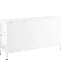 Glas vitrine skænk NEWPORT Metal 115 cm Hvid