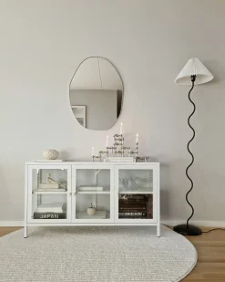Glas vitrine skænk NEWPORT Metal 115 cm Hvid