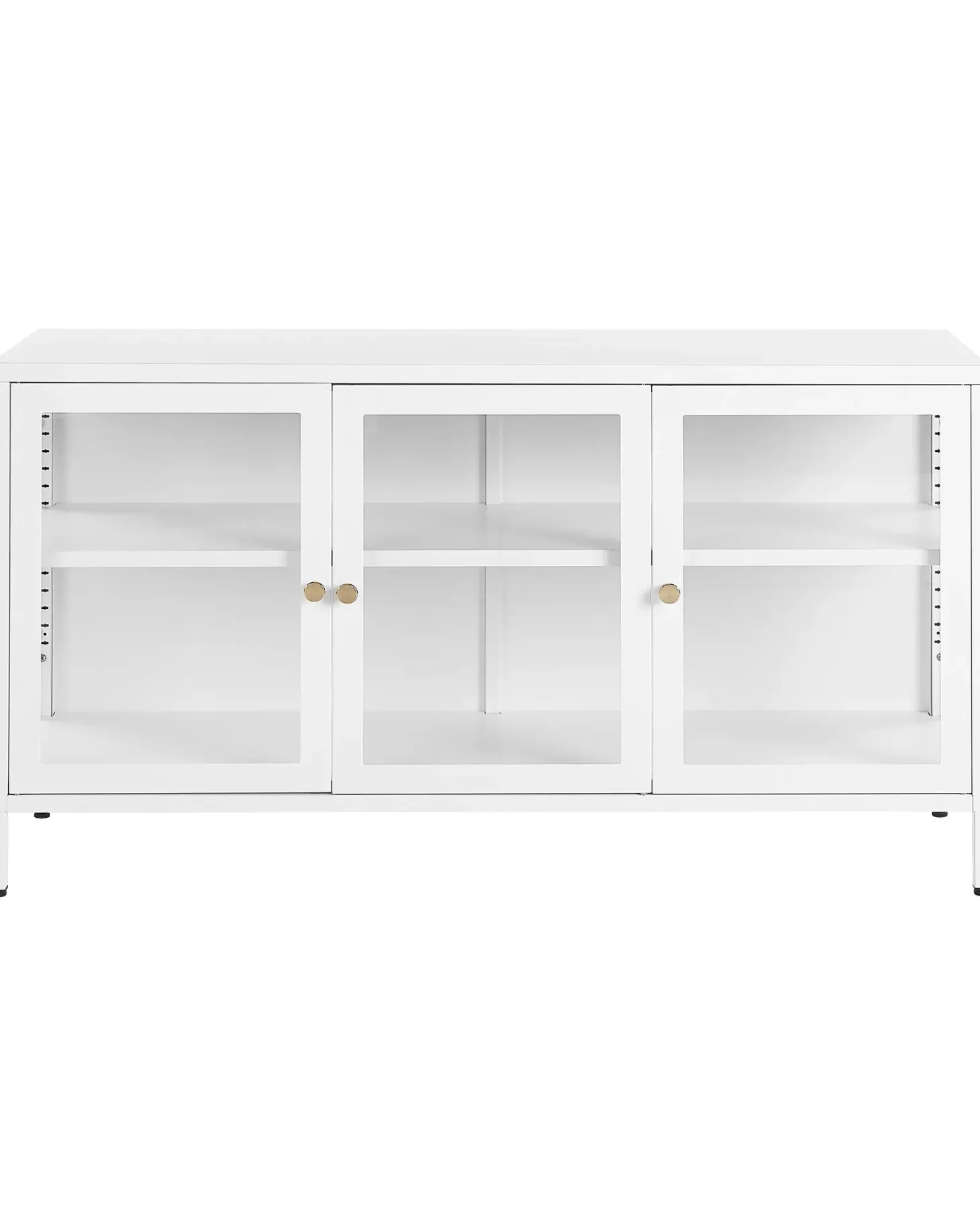 Glas vitrine skænk NEWPORT Metal 115 cm Hvid