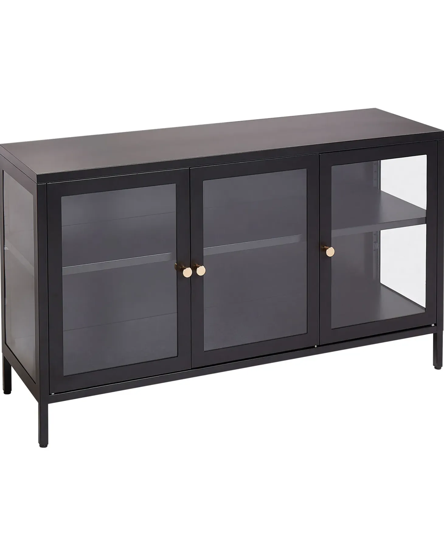 Glas vitrine skænk NEWPORT Metal 115 cm Sort