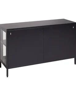 Glas vitrine skænk NEWPORT Metal 115 cm Sort