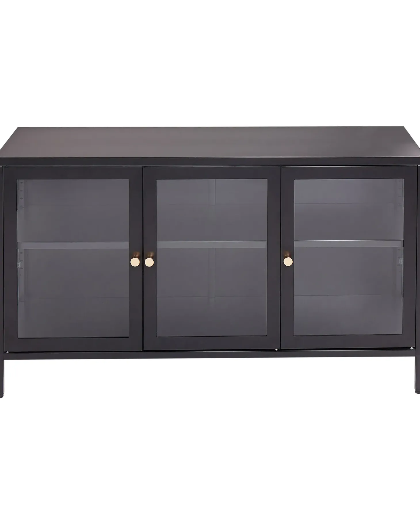 Glas vitrine skænk NEWPORT Metal 115 cm Sort