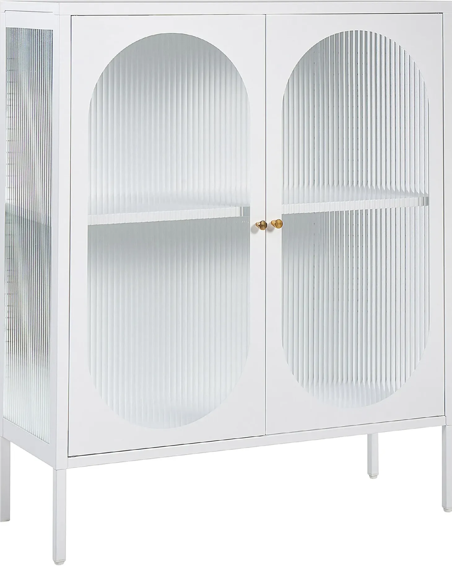 Glas vitrine skænk SARRE Metal 90 cm Hvid