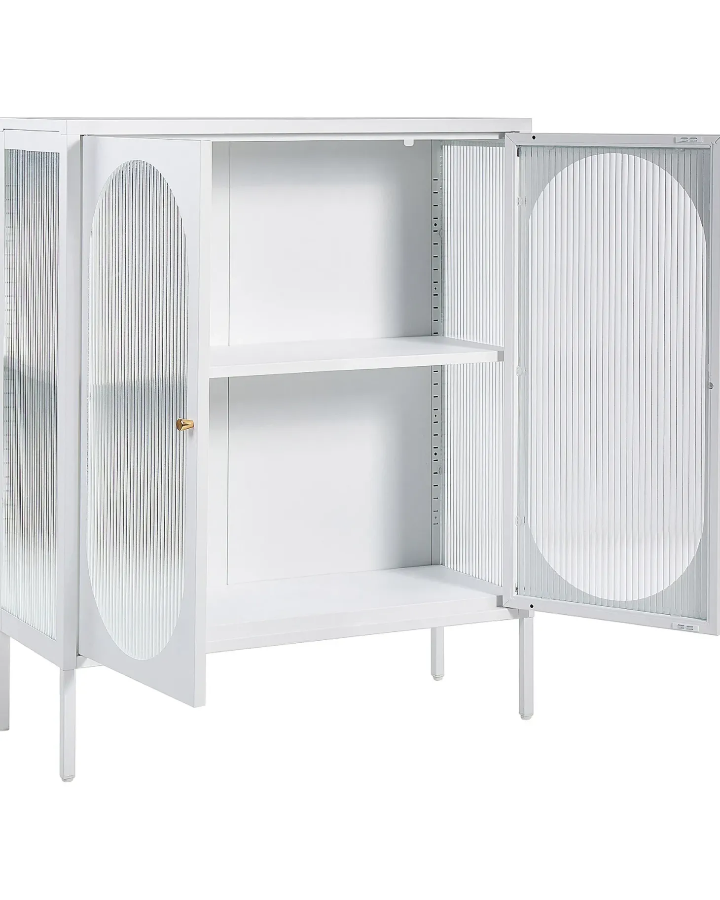 Glas vitrine skænk SARRE Metal 90 cm Hvid