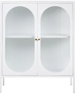 Glas vitrine skænk SARRE Metal 90 cm Hvid
