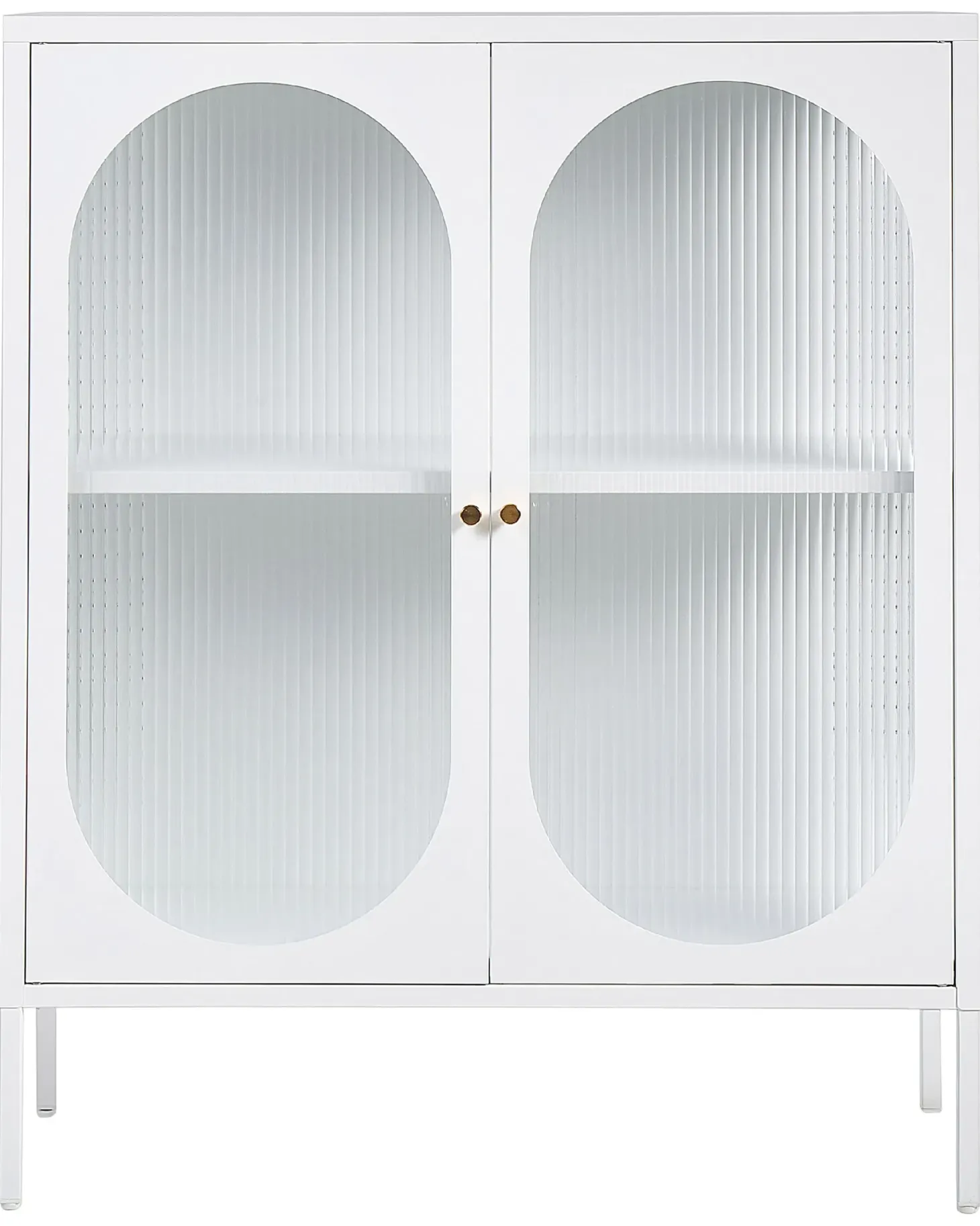 Glas vitrine skænk SARRE Metal 90 cm Hvid