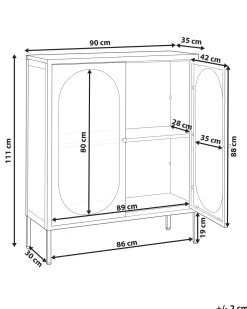 Glas vitrine skænk SARRE Metal 90 cm Hvid