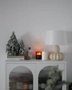 Glas vitrine skænk SARRE Metal 90 cm Hvid