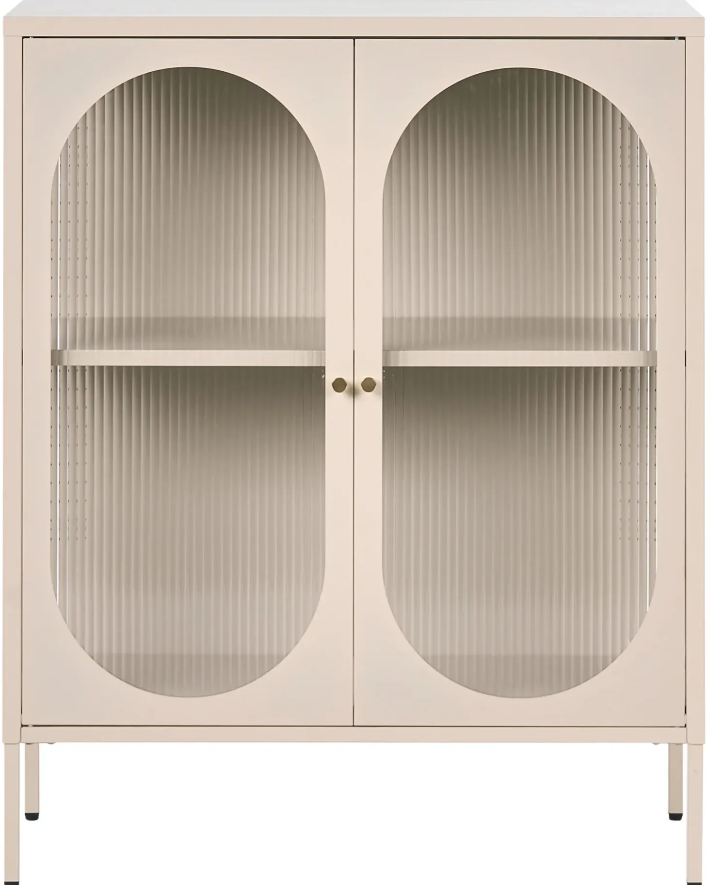 Glas vitrine skænk SARRE Metal 90 cm Beige