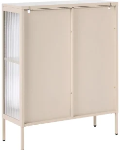 Glas vitrine skænk SARRE Metal 90 cm Beige