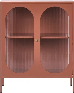Glas vitrine skænk SARRE Metal 90 cm Guldbrun