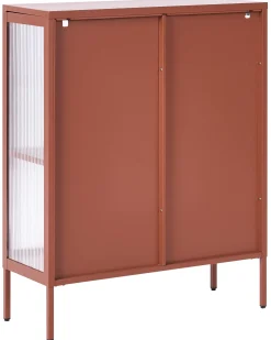 Glas vitrine skænk SARRE Metal 90 cm Guldbrun