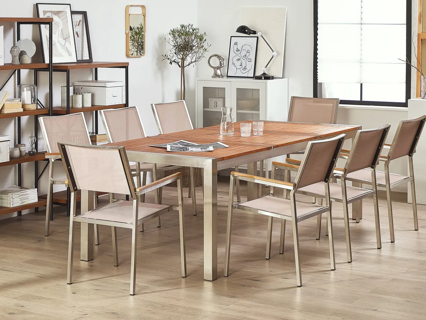 GROSSETO 8 personers Havemøbelsæt Brun/beige Eukalyptustræ