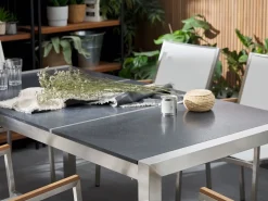 GROSSETO 6 personers Havemøbelsæt Sort/beige Basalt Trippelplade Flammet
