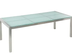 GROSSETO 8 personers Havemøbelsæt Transparent/sort Krakeleret glas