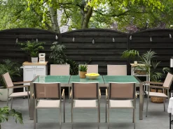 GROSSETO 8 personers Havemøbelsæt Transparent/beige Krakeleret glas