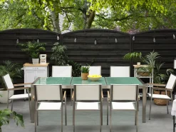 GROSSETO 8 personers Havemøbelsæt Transparent/hvid Krakeleret glas
