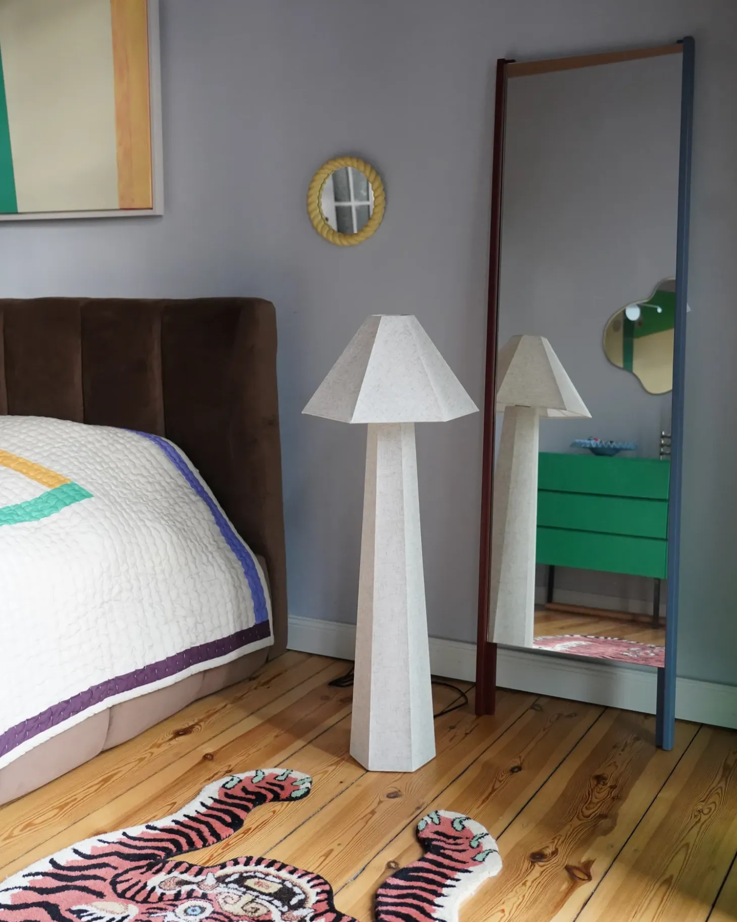 Gulvlampe DEMBI Kunstlinned Lys Beige