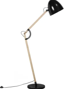 Gulvlampe HETTON Justerbar Egetræ Sort