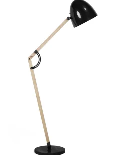 Gulvlampe HETTON Justerbar Egetræ Sort