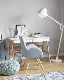 Gulvlampe HETTON Justerbar Egetræ Hvid