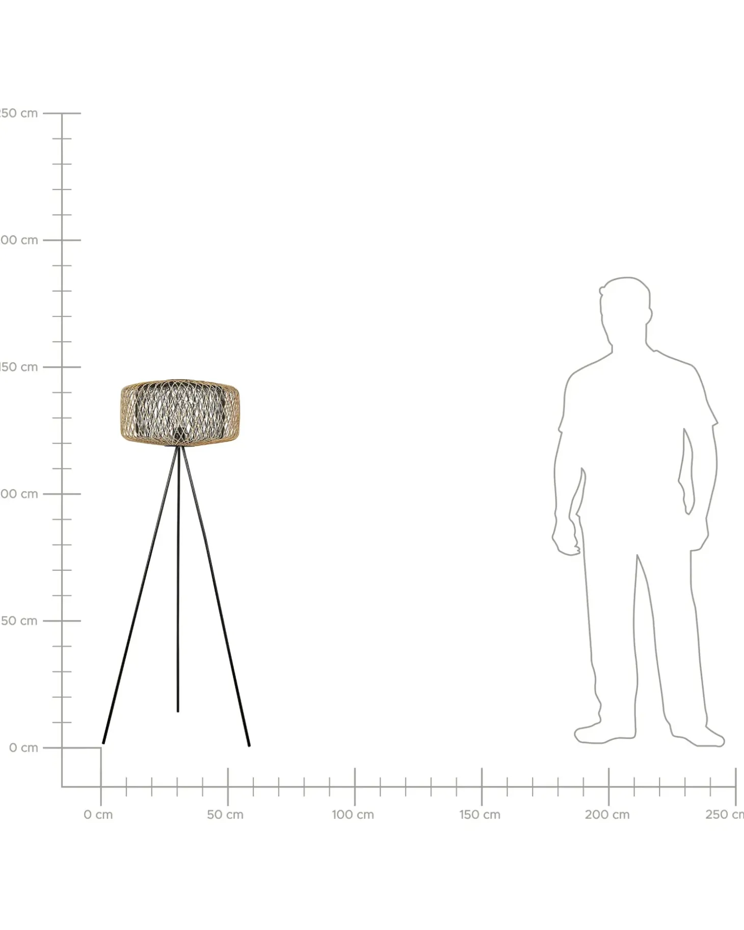 Gulvlampe JAVARI Bambus Brun/sort