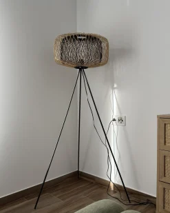 Gulvlampe JAVARI Bambus Brun/sort