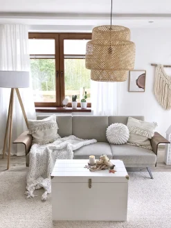 Gulvlampe NITRA Egetræ Grå