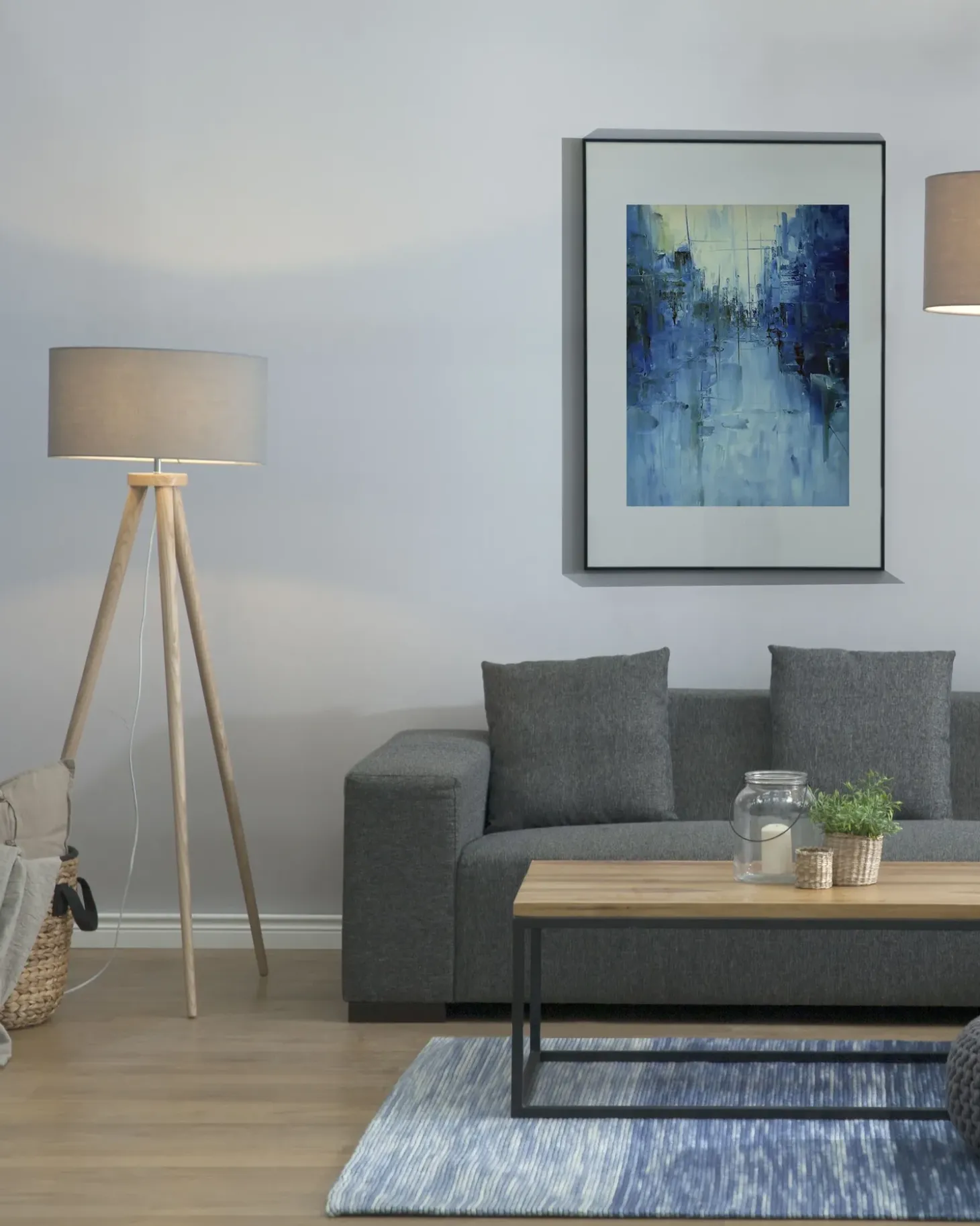 Gulvlampe NITRA Egetræ Grå