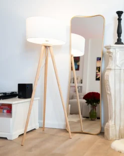 Gulvlampe NITRA Egetræ Hvid