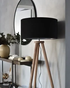 Gulvlampe NITRA Egetræ Sort
