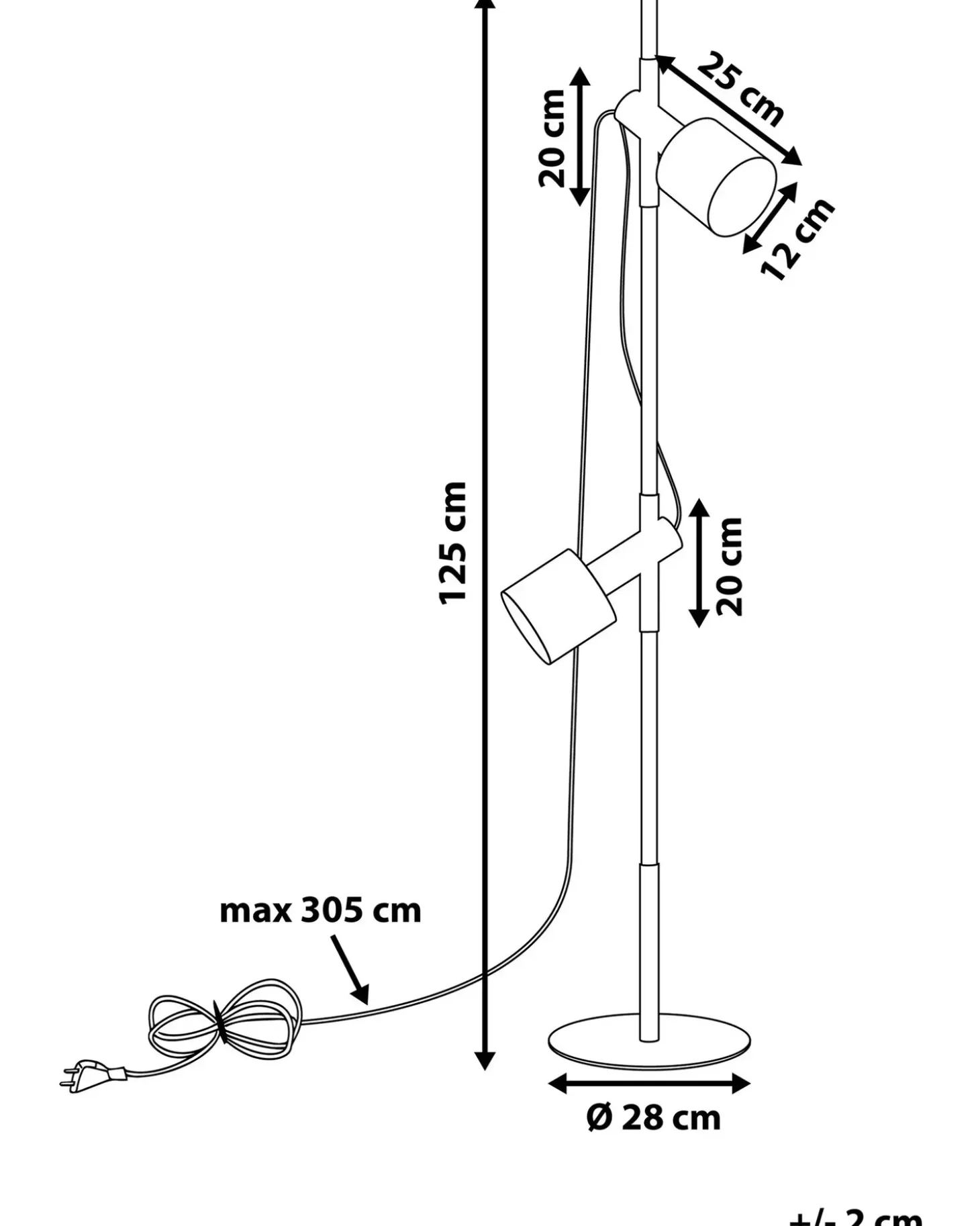 Gulvlampe OWENS Justerbar Egetræ Sort
