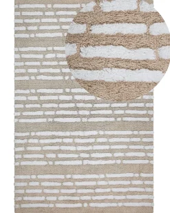 Gulvtæppe AHIRLI Beige 120 x 180 cm Bomuld