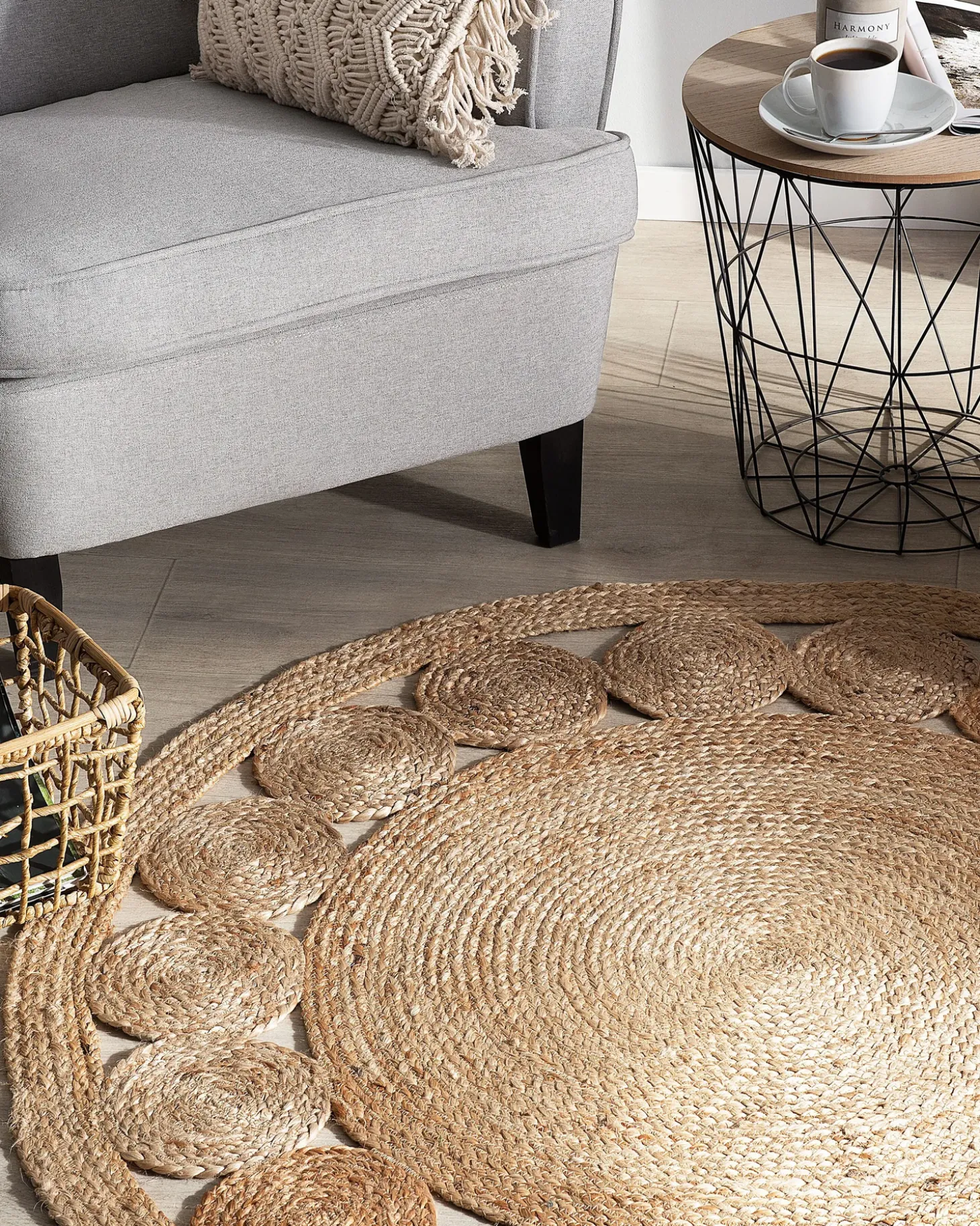 Gulvtæppe AHLAT Beige ø 120 cm Jute