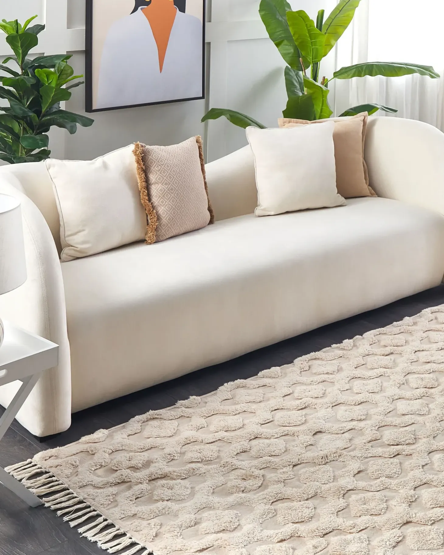 Gulvtæppe AKSARAY Beige 160 x 230 cm Bomuld