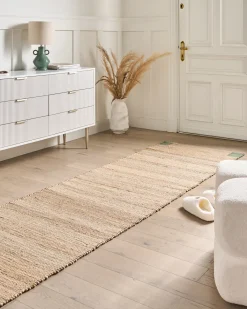 Gulvtæppe AMRAVATI Beige/Grøn 80 x 300 cm Jute