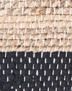 Gulvtæppe AMRAVATI Sort/beige 80 x 300 cm Jute