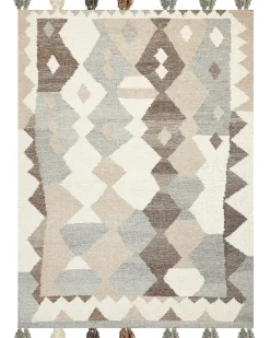 Gulvtæppe ARALEZ Beige 160 x 230 cm Uld Kelim