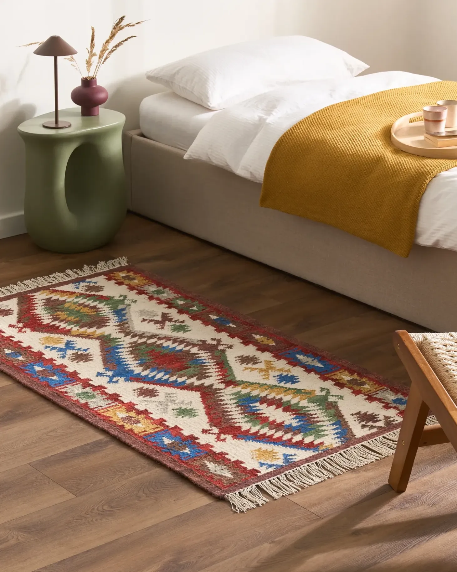 Gulvtæppe AREVIK Multifarvet 80 x 150 cm Uld Kelim