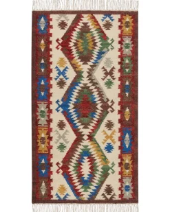 Gulvtæppe AREVIK Multifarvet 80 x 150 cm Uld Kelim