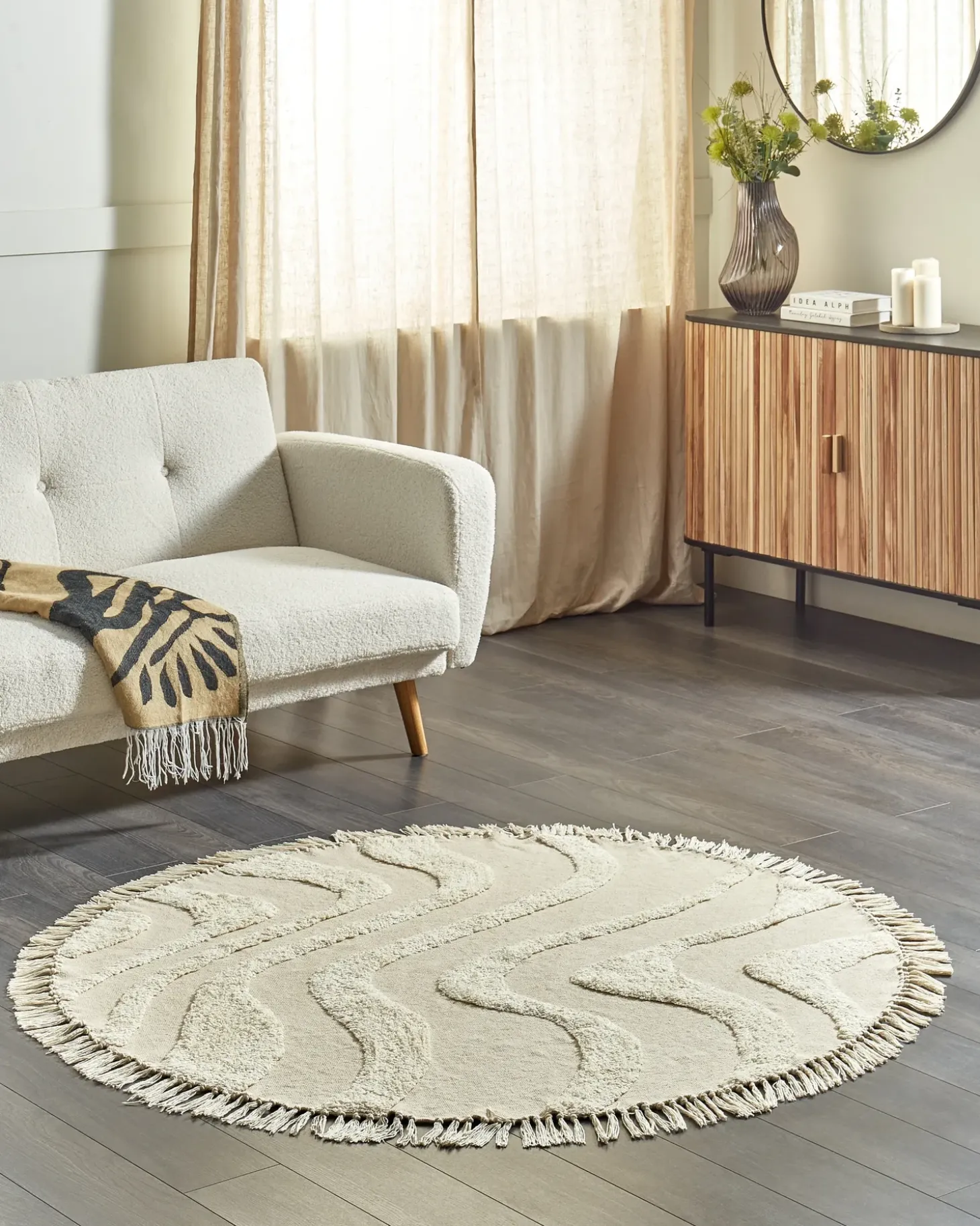 Gulvtæppe ARTMAK Beige ø 140 cm Bomuld