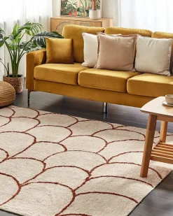 Gulvtæppe AVDAN Beige 200 x 200 cm Bomuld